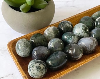 Moss Agate Tumbles for attracting prosperity and abundance