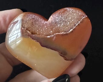 Carnelian Heart with druzy geode for confidence, courage and passion