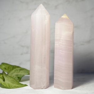 Pink Mangano Calcite Towers for inner peace, well-being, healing emotional trauma and healer-patient connection