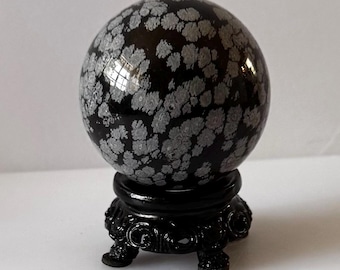 Snowflake Obsidian Sphere for peace of mind, soothing loneliness and aids in meditation