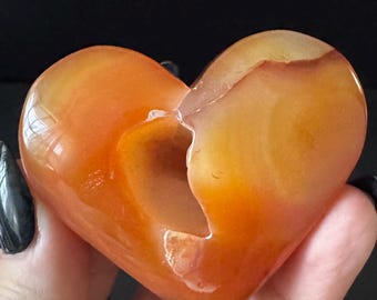 Carnelian Heart with druzy geode for confidence, courage and passion
