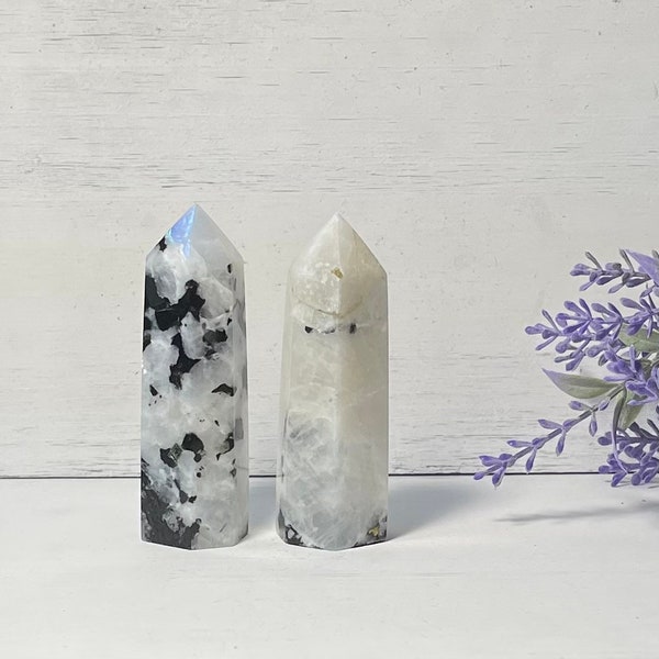 Rainbow Moonstone Points for white light healing, wisdom and insight