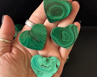 Natural Malachite Heart Stone, Transformation & Abundance