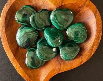 Natural Malachite Heart Stone, Transformation & Abundance