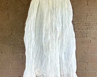 Edwardian-Mid-Century Half Slip - Ivory Organdy Half Slip w/ Ties at the Back, Midi Length - Bridal Undergarment, Romantic Ballerina Skirt