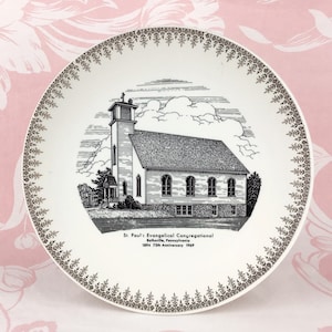 1969 Church Plate, St. Paul&#39;s Evangelical Congregational Church, Rothsville PA, World Wide Art Studios, Vintage Collectible Souvenir Plate
