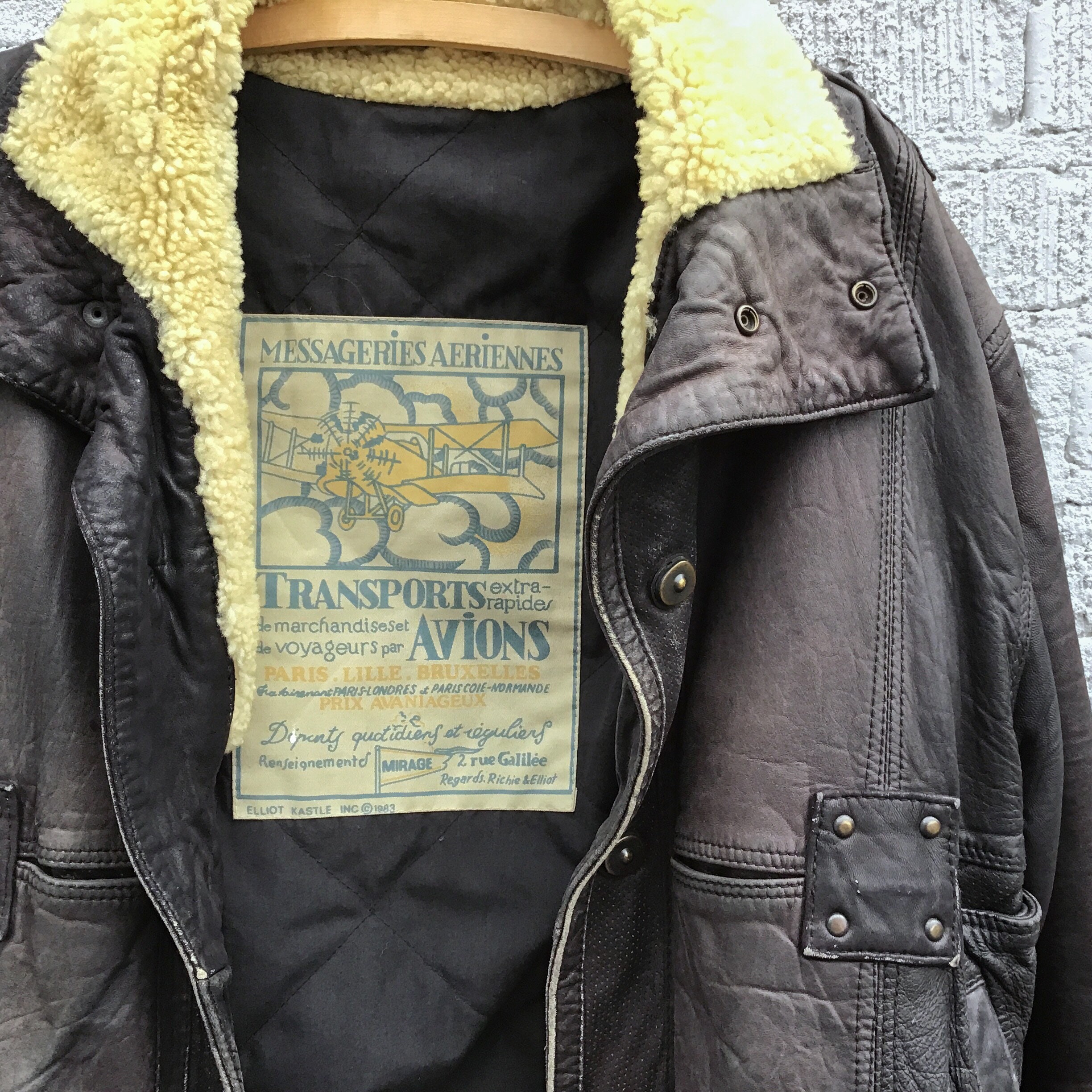 Vintage 1983 Black Leather Aviator Flight Bomber Jacket W/ - Etsy