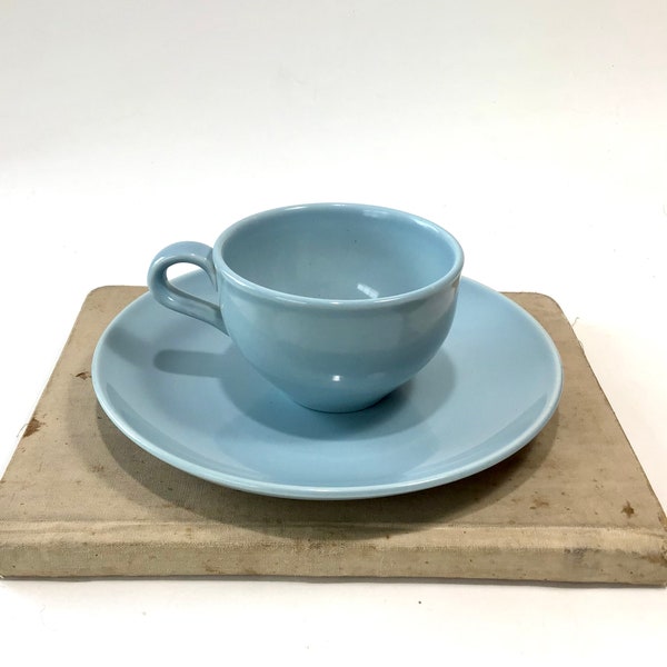 Russel Wright Ice Blue Tea Cup and Salad or Dessert Plate, Iroquois Casual China, Mid Century Modern Decor, Mix and Match Tea Cup Set
