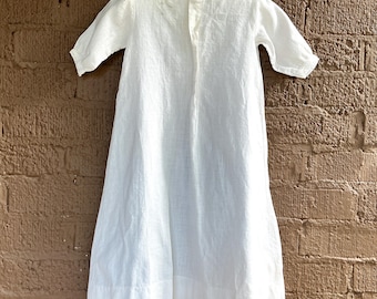 Antique White Dress w/ Center Pleat & Crocheted Lace - Edwardian Cotton Lawn Dress for Home Decor Display, Toddler, Doll