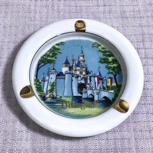 Vintage Disneyland Ceramic Souvenir Ashtray - Disneyland Theme Park Anaheim, CA - Sleeping Beauty Castle, Fairy Tale Castle, Walt Disneyana