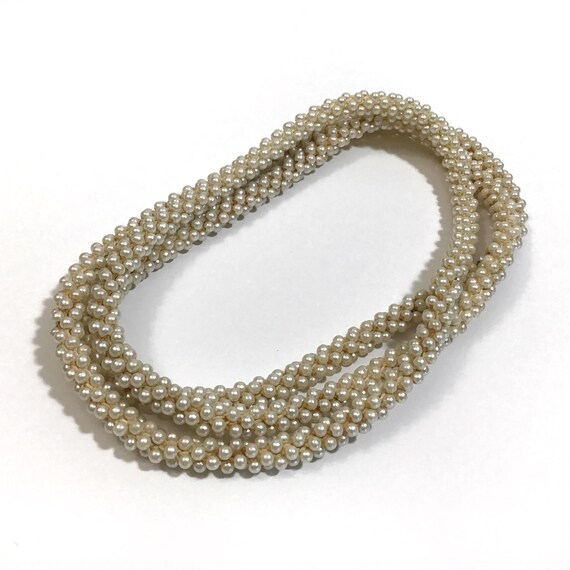 Vintage Faux Pearl Seed Bead Woven Rope Necklace Long Single Strand Ivory cream Flapper Style Necklace Classic Minimalist Costume Jewelry Etsy