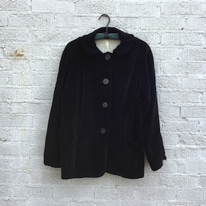 Vintage Black Velvet Evening Jacket - Classic 1950s Style Box Coat - Medium Weight Lined Jacket w/ Long Sleeves, Women&#39;s Medium Size
