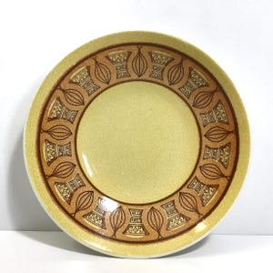 Vintage Taylor Smith & Taylor Atomic Onion Honey Gold Soup Bowl - MCM Speckled Yellow Brown Bowl w/ Stylized Onions - Retro Atomic Tableware