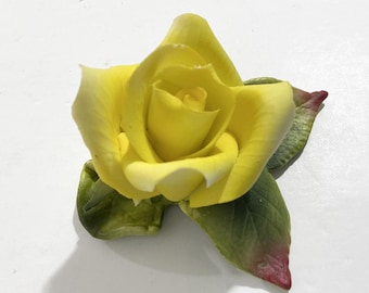 Vintage Bisque Flower Sculpture - Soft Yellow Rose - Golden Crown E&R Italy, Capodimonte Style - Soft Pastel Art, Romantic Decor, Rosecore