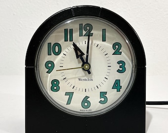 Westclox 1990s Super Electric Alarm Clock Model 22470-22480 w/ Teal Dial  - Classic 90s Home Decor, Retro Bedside Timepiece