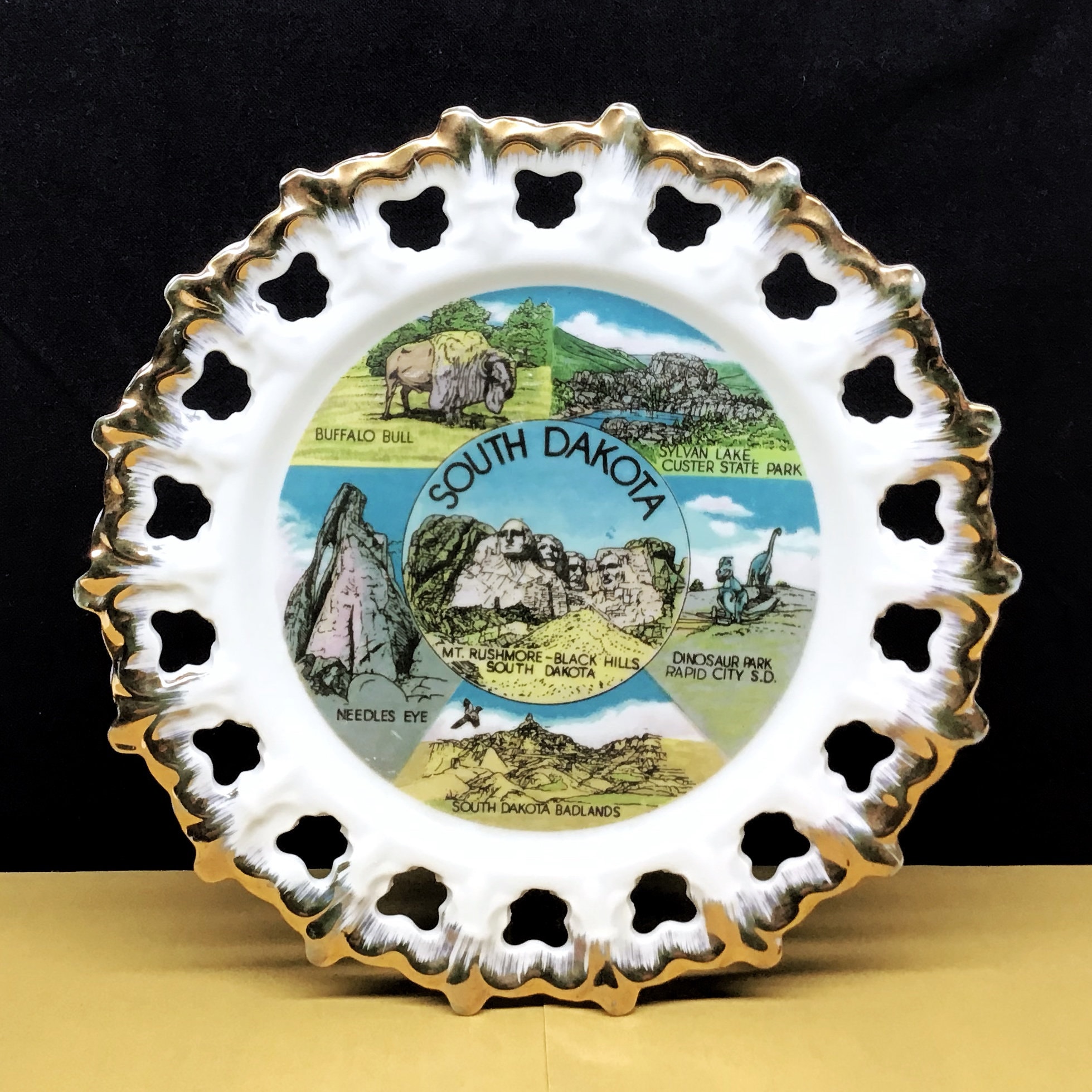 Vintage South Dakota State Souvenir Plate Mt image pic