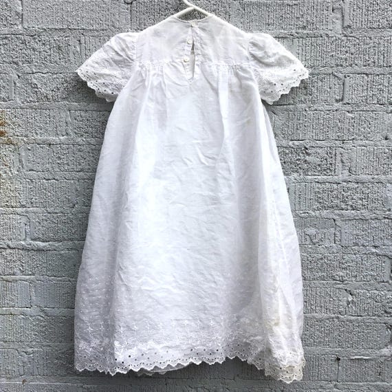 Fenghuavip Infant Christening Gown For Baby Girls - Short Sleeve Long Lace Baptism Dress With Bonnet