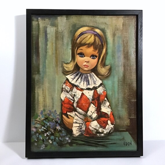 絵画 BE KIND Eden Pierette Vintage 1960s Framed Color Litho Print on Textured