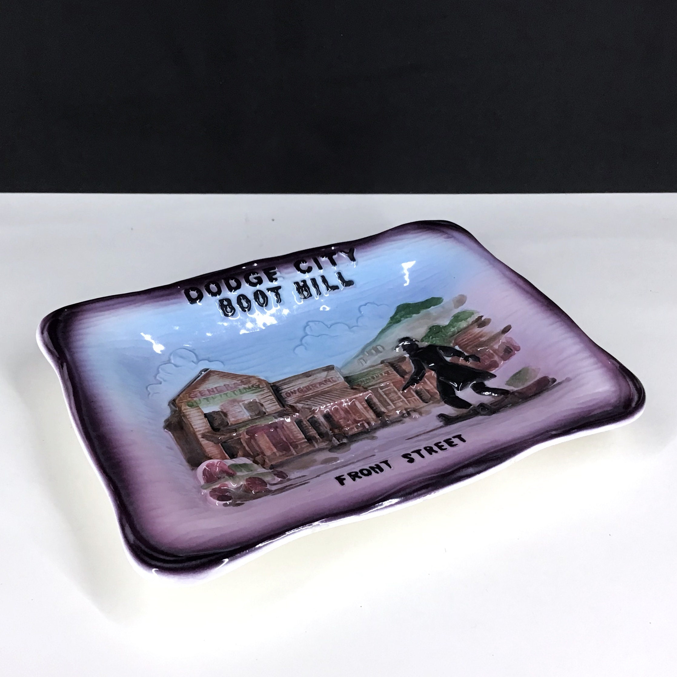 Vintage Front Street Boot Hill Dodge City Ceramic Souvenir Wall