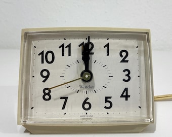 Vintage Westclox Alarm Clock - Retro Bedside Clock, Analog Electric Clock, Neutral Home Decor