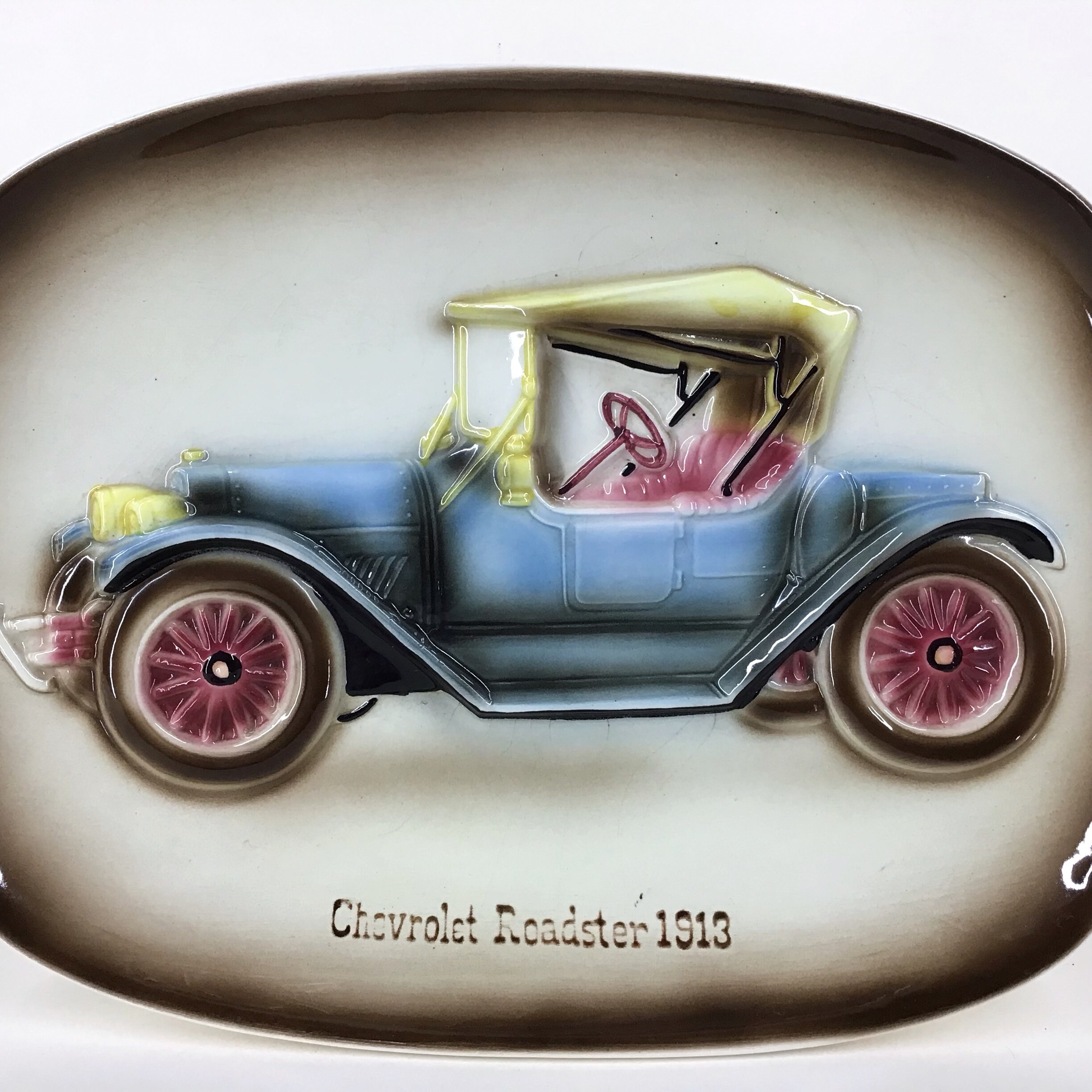Chevrolet Roadster 1913 MCM Ceramic Relief Wall Plate