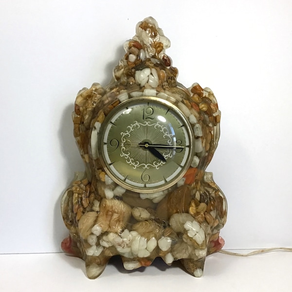 Mid Century Resin Vomit Clock, Working Electric Mantel Clock, Classic 1950s Kitsch Decor, Vomit Clock, Lanshire Movement, Retro Home Gift