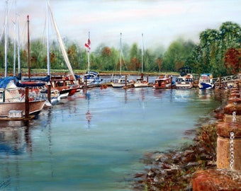 Harbour Soft Pastel Painting/ Marina Art/ Pastel Original Artwork/ Seascape/ Pastel Nautical Scene/ Contemporary Art/Victoria Harbour Marina