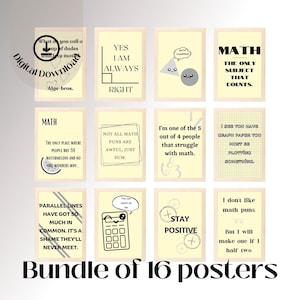 Math Classroom Posters Math Bulletin Board Decor Math Posters Math Puns Math Homeschool Posters Digital Classroom Art Math Prints Maths