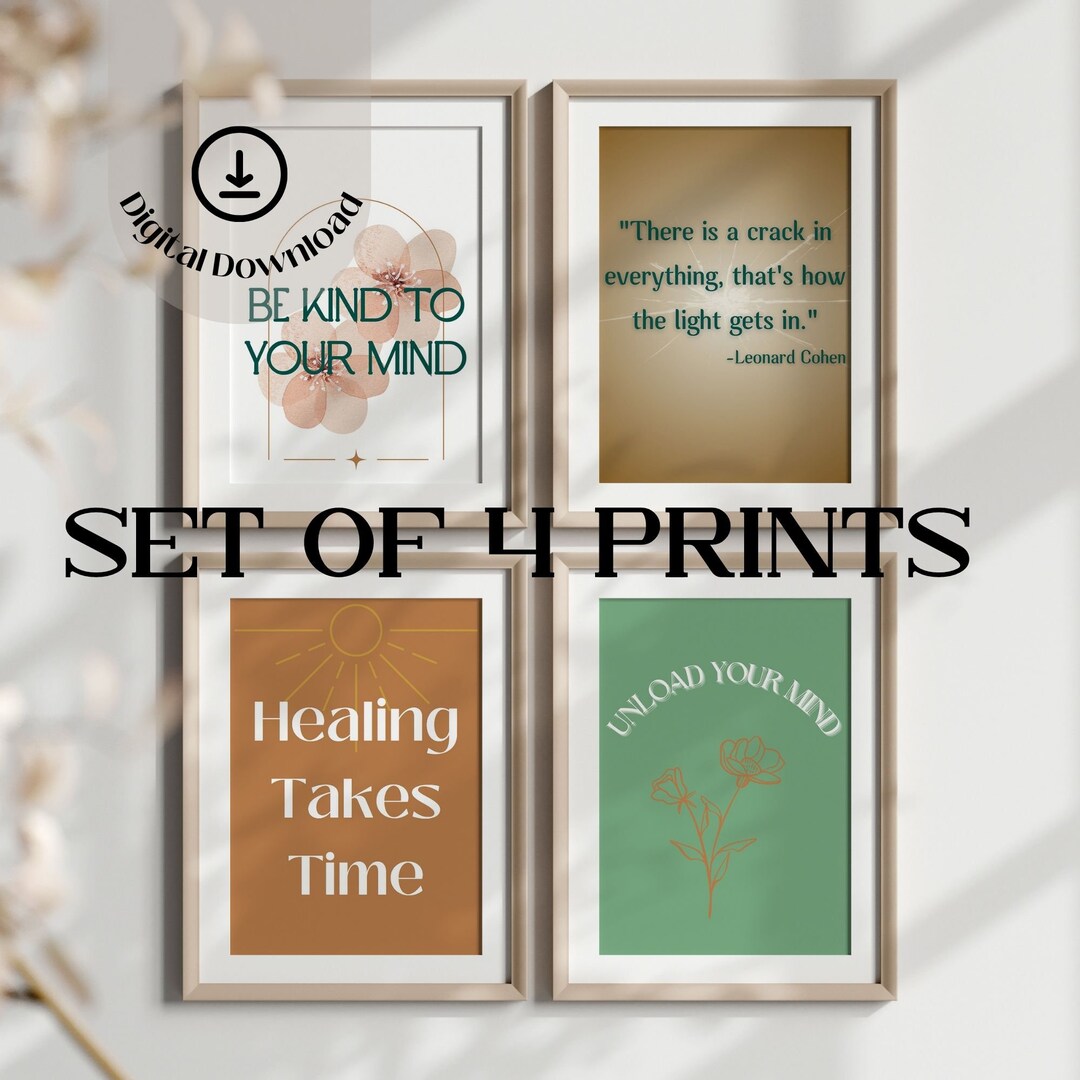 Therapist Office Decor Bundle, Set of 4 Printable Art, Counseling Decor ...