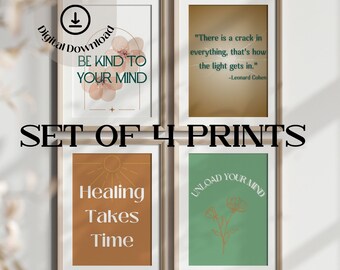 Therapist office decor bundle, set of 4 printable art, counseling decor, therapy digital art, school counselor posters therapy printable art