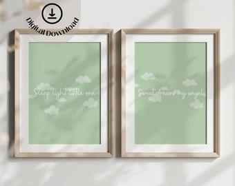 Sage green 2 prints nursery artwork set, boys room decor, printable art, wall prints digital art baby shower gift new mom gift nursery decor