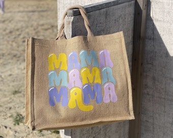 Limited Edition | großer Jute Shopper | Mama | Ideal als Einkaufstasche | Strandtasche | oder zum Muttertag | 32 Liter