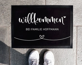 Personalisierte Fußmatte mit Wunschnamen | Willkommen | 35 x 50 cm oder 40 x 60 cm | Geschenkidee zum Umzug, Einzug für Familien