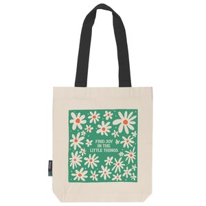 Jutebeutel Stoffbeutel naturfarben aus Fairtrade Bio- Baumwolle | feste Stofftasche mit langen Henkeln |Find Joy | Floral 4