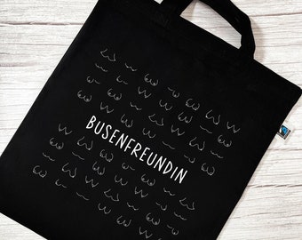 Busenfreundin 2.0 | schwarze Stofftasche aus Bio- Baumwolle | entzückendes Geschenk für die beste und liebste Freundin | kurz BFF