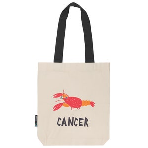 Jutebeutel Stoffbeutel naturfarben aus Fairtrade Bio- Baumwolle | feste Stofftasche | lange Henkel |Sternzeichen Cancer | Krebs