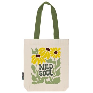 Jutebeutel Stoffbeutel naturfarben aus Fairtrade Bio- Baumwolle | feste Stofftasche mit langen Henkeln |Wild Soul | Floral 1