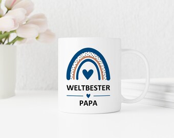 Weltbester | Regenbogen blau | Tasse mit Wunschnamen personalisiert