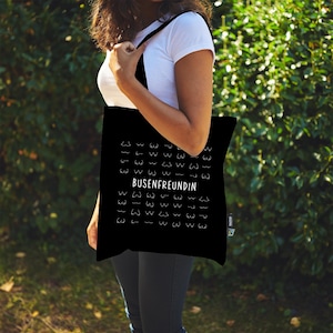 Busenfreundin 2.0 | schwarze Stofftasche aus Bio- Baumwolle | entzückendes Geschenk für die beste und liebste Freundin | kurz BFF