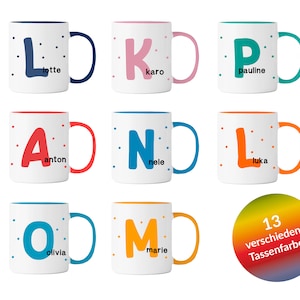 Personalisierte Tasse | Initiale Name | zum Verschenken | für Kinder und große Leute | Geburtstag | Keramik in 13 verschiedenen Farben