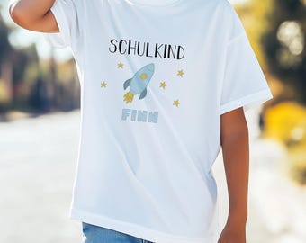 Schoolchild T-Shirt Rocket - personalized with name - School enrollment boy gift - 6 colors - Organic shirt for the start of school