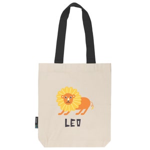 Jutebeutel Stoffbeutel naturfarben aus Fairtrade Bio- Baumwolle | feste Stofftasche | lange Henkel |Sternzeichen Leo | Löwe