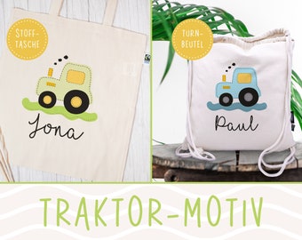 BEST OFFER! cloth bag | Jute bag or gym bag | Tractor motif in various colors | personalized with name | organic cotton | Children