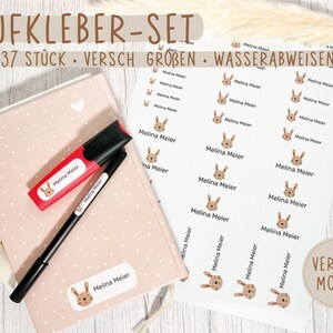 Namensetiketten Set für Kinder | Schule 2025 | Einschulung | 37 Aufkleber personalisiert | versch. Motive & Größen | wasserabweisend
