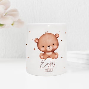 Personalized Ceramic Money Box | with desired name and date | Bear | Animal children