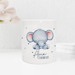 Personalisierte Spardose aus Keramik | mit Wunschnamen und Datum | Elefant | Tierkinder | Geldgeschenk zur Geburt, Taufe oder Geburtstag