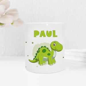 Personalized ceramic money box | with desired name | Dino 4 | Brachiosaurus | green | Money gift for dinosaur fans