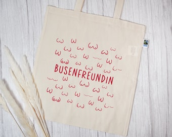 Busenfreundin 1.0 pink | naturfarbene Stofftasche aus Bio- Baumwolle | entzückendes Geschenk für die beste und liebste Freundin | kurz BFF