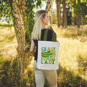 Jutebeutel Stoffbeutel naturfarben aus Fairtrade Bio- Baumwolle | feste Stofftasche mit langen Henkeln | Crazy Plant Lady | Floral 12