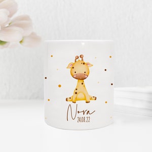 Personalisierte Spardose aus Keramik | mit Wunschnamen und Datum | Giraffe | Tierkinder | Geldgeschenk zur Geburt, Taufe oder Geburtstag